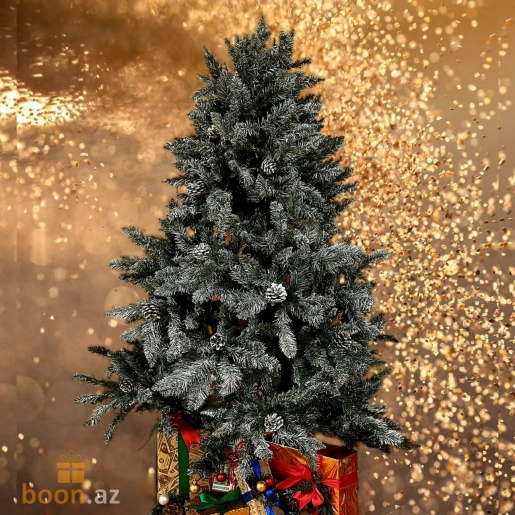 Заснеженная ёлка с шишками 140 см