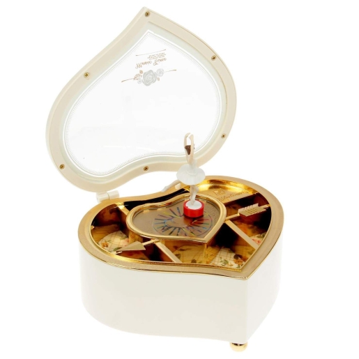 Музыкальная шкатулка «Белое сердце» с балериной 