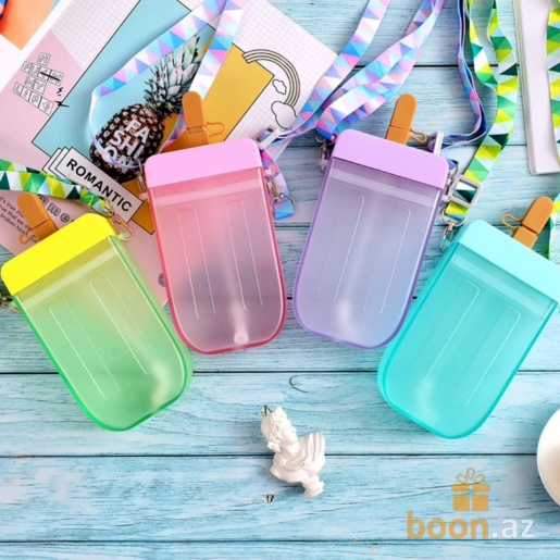 Бутылка для воды в форме "Эскимо" с трубочкой  Ice cream bottle