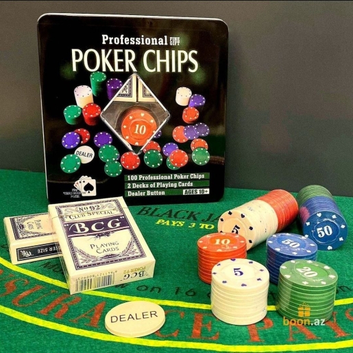 Покерный набор 100 фишек с номиналом