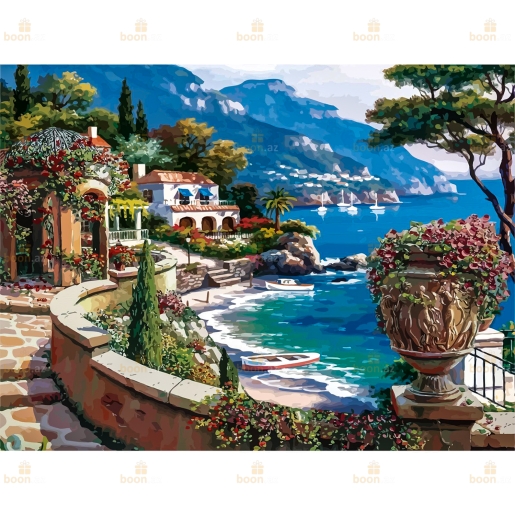 Алмазная вышивка с частичным заполнением «Домики» (30х40)