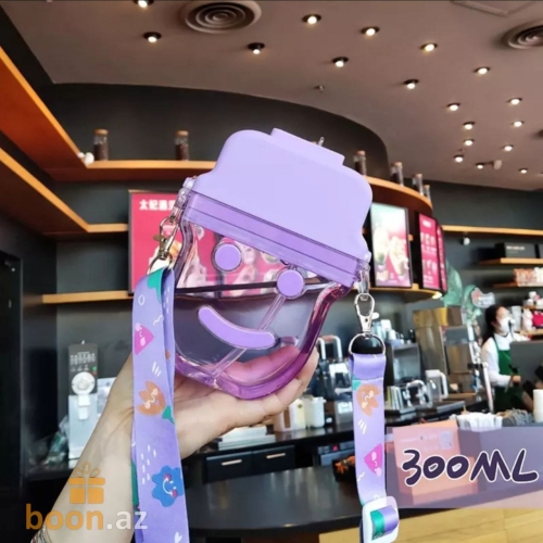 Бутылка для воды "Смайлик" с трубочкой  Smile bottle (fiolet)