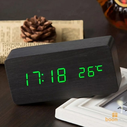 Настольные электронные часы с подсветкой Led wooden clock