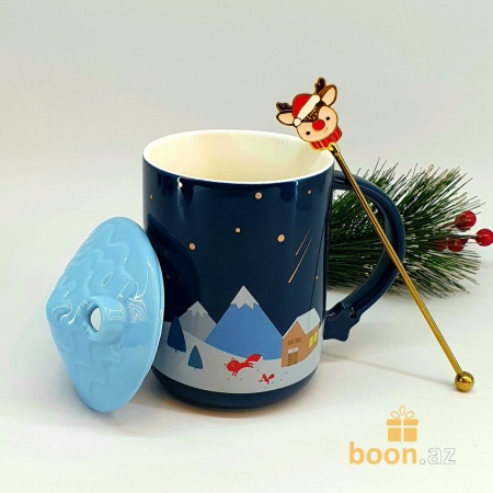 Керамическая кружка "Home" с ложкой 400 мл