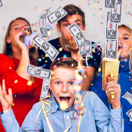 Денежный пистолет "Бабломёт Миллионера".  Toy money gun "Millionaire's Bablomet"