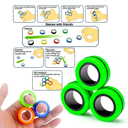 Магнитные кольца, (спинер-антистресс) Magnetic Ring (зелёный)