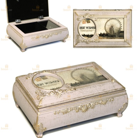 Музыкальная шкатулка с фоторамкой для украшений «Jewelry Box» (белая)