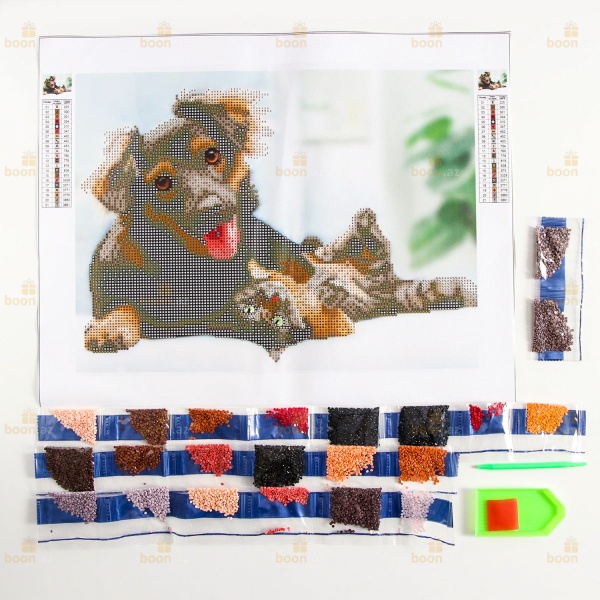 Алмазная вышивка с частичным заполнением «Весёлые друзья». (30х40)