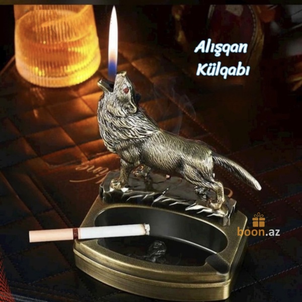 Газовая зажигалка с пепельницей Волк