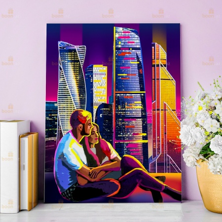 Алмазная вышивка с частичным заполнением «Влюблённая пара». (30х40)