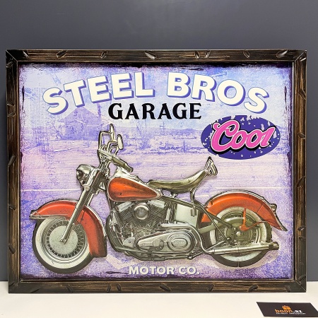 3D Металлическая картина "Steel Bros Garage"