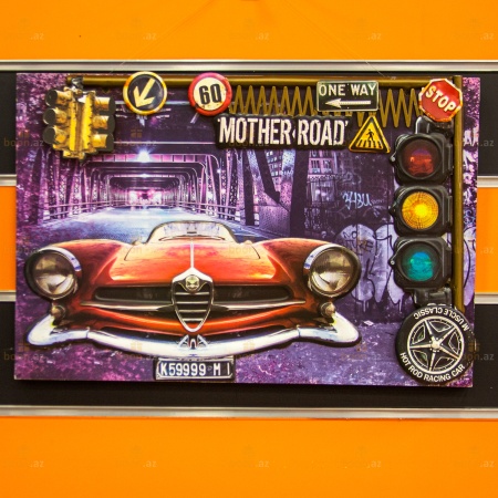 Панно из металла «Ретро авто» в дизайне интерьера