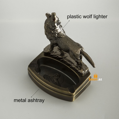 Газовая зажигалка с пепельницей Волк