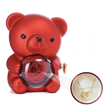 Ювелирная шкатулка "Мишка с розой"