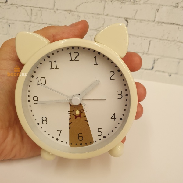 Настольные часы с кошкой желтый