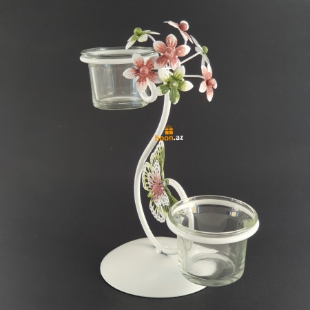 Металлический подсвечник "Цветочки и бабочка" 