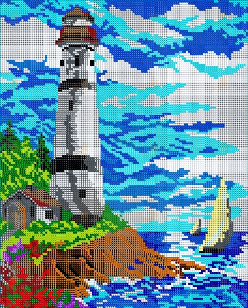 Алмазная вышивка с частичным заполнением «Маяк»  (30х40)