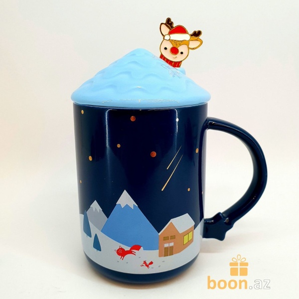 Керамическая кружка "Home" с ложкой 400 мл