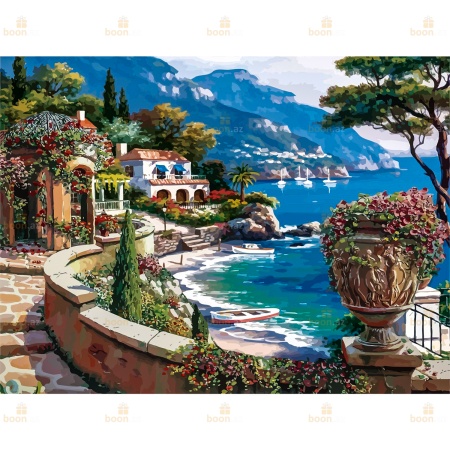 Алмазная вышивка с частичным заполнением «Домики» (30х40)