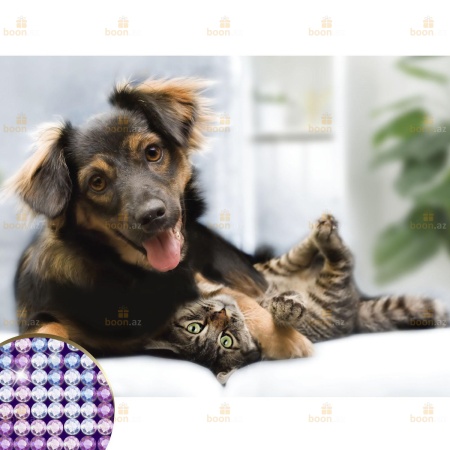 Алмазная вышивка с частичным заполнением «Весёлые друзья». (30х40)