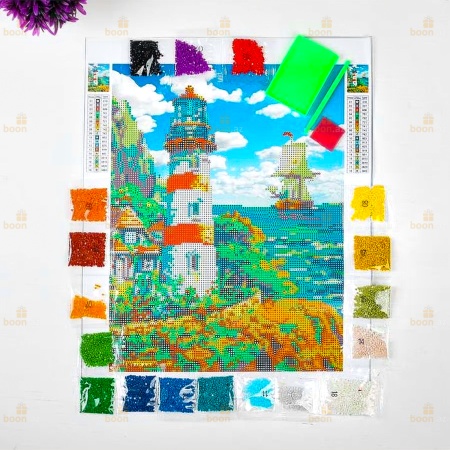 Алмазная вышивка с частичным заполнением «Маяк»  (30х40)