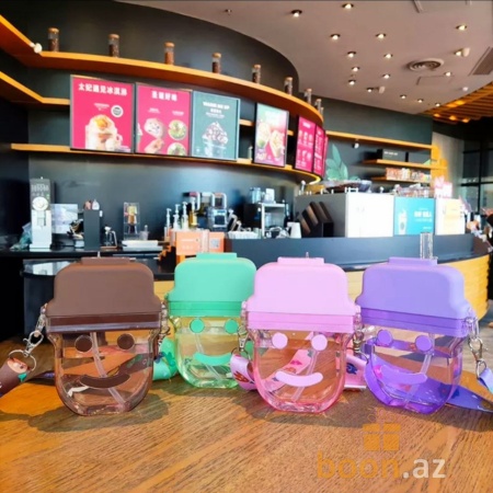 Бутылка для воды "Смайлик" с трубочкой  Smile bottle