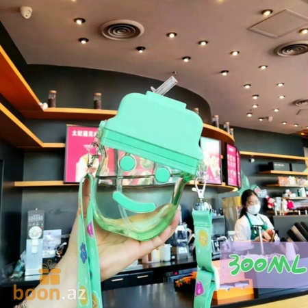 Бутылка для воды "Смайлик" с трубочкой  Smile bottle (green)