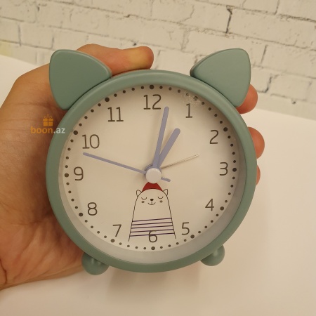 Настольные часы с кошкой зеленый