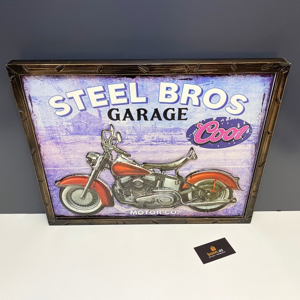 3D Металлическая картина "Steel Bros Garage"
