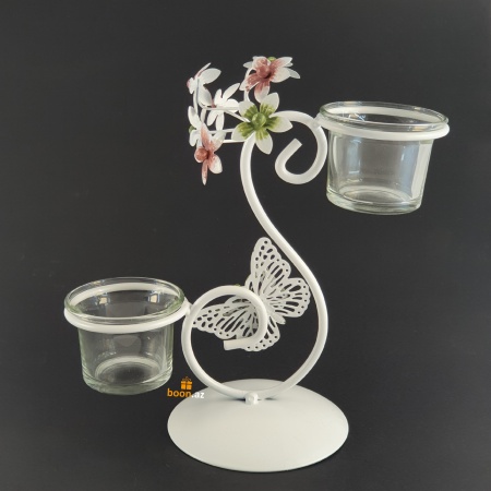 Металлический подсвечник "Цветочки и бабочка" 